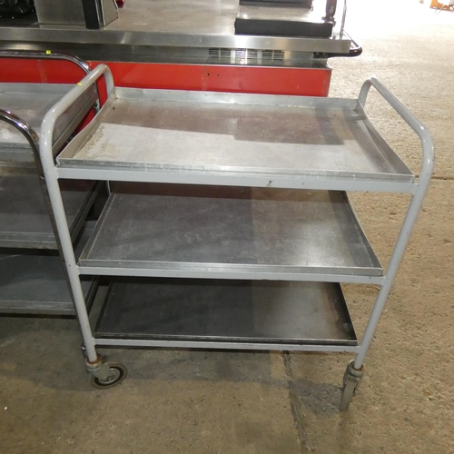 1212 - A catering type trolley with 3 removable tray shelves