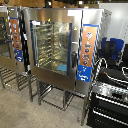 1257 - A large commercial stainless steel self cleaning Combi oven by Lainox type HME101S 2011 model remove... 