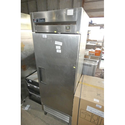 1103 - A tall commercial stainless steel fridge by True type T-19e - trade. Tested Working