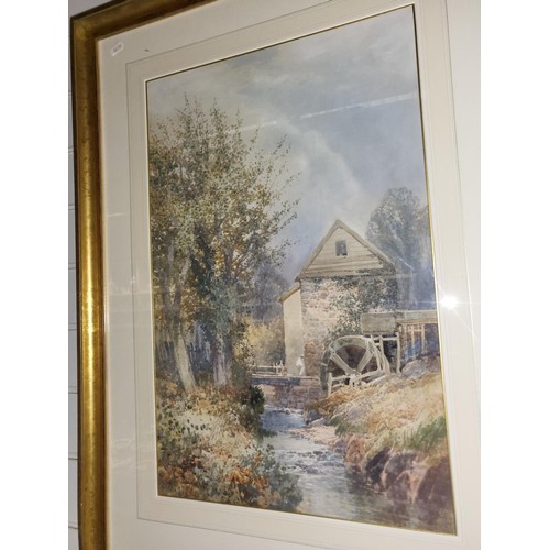 3153 - A large gilt framed watercolor of Withycombe Mill near Exmouth, signed Frederick J Widgery,1869-1942... 