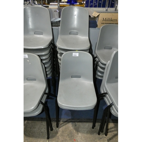 1324 - 10 x grey plastic / metal stacking chairs