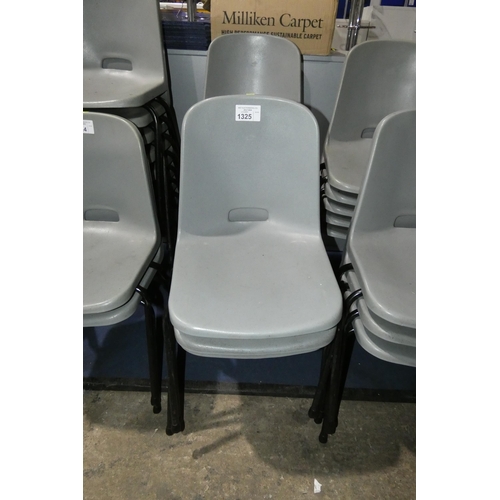 1325 - 8 x grey plastic / metal stacking chairs