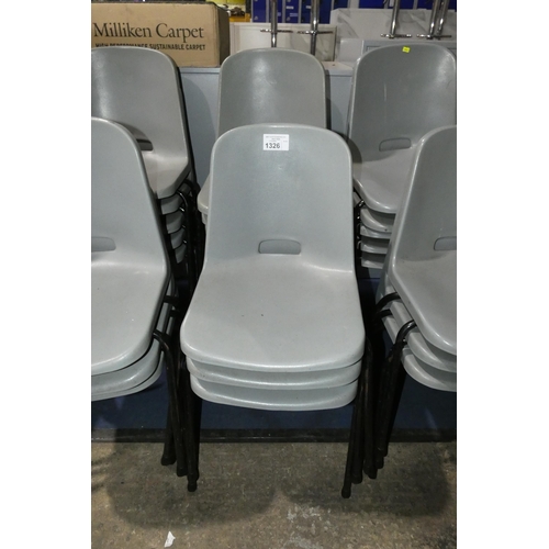 1326 - 8 x grey plastic / metal stacking chairs