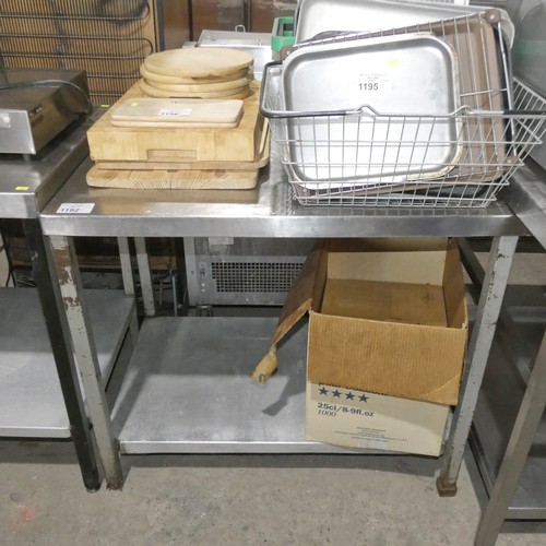 1192 - A commercial stainless steel catering type table with shelf beneath approx 91x61cm