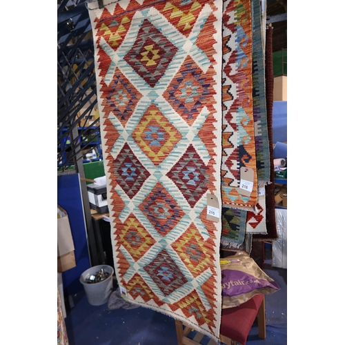 215 - 1 x Chobi Kilim runner approx 157 x 62cm