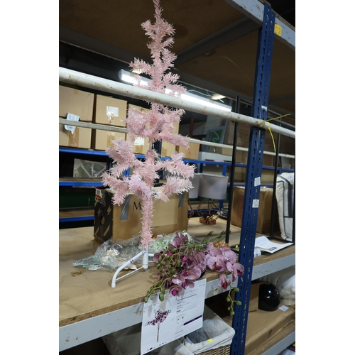 51 - A quantity of various artificial flowers and an artificial pink Christmas tree approx 120cm high