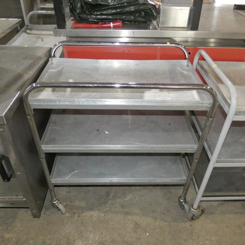 1213 - A catering type trolley with 3 removable tray shelves