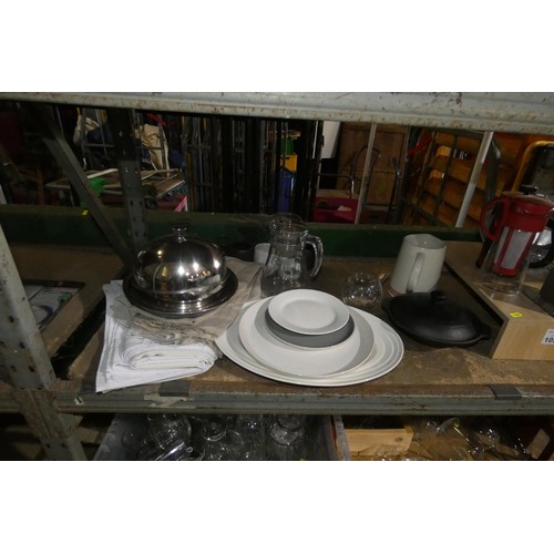 1052 - A quantity of various catering related items including vintage coffee makers, stoneware, crockery, g... 