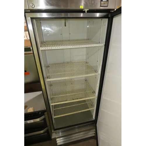 1103 - A tall commercial stainless steel fridge by True type T-19e - trade. Tested Working