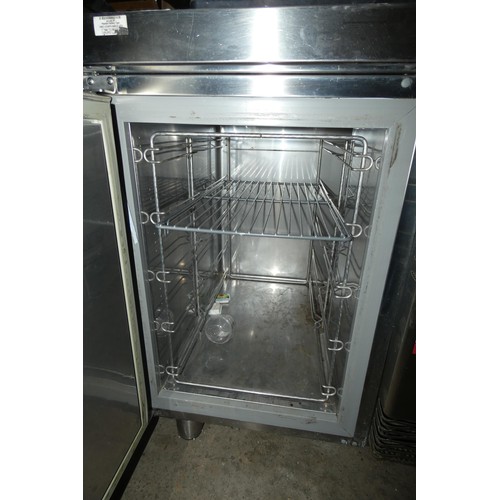 1173 - A commercial stainless steel 2 door under counter bench fridge by Electrolux. Tested Working