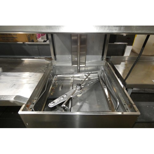 1216 - A commercial stainless steel pass through dishwasher by Lamber type L21-NSP1206 comes with feed tray... 