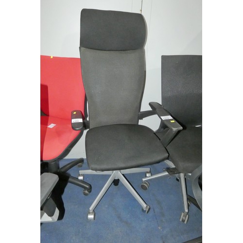 1308 - 1 x black upholstered high back office swivel chair