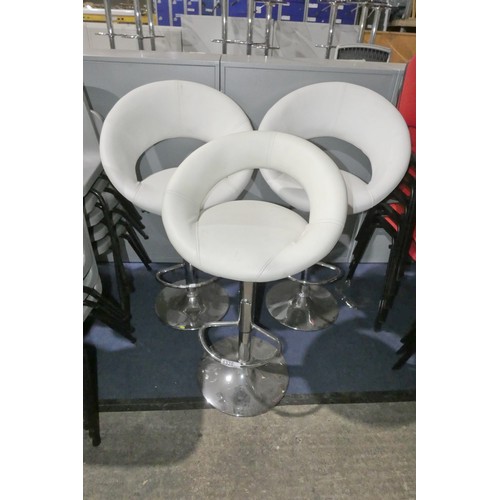 1328 - 3 x cream upholstered height adjustable stools