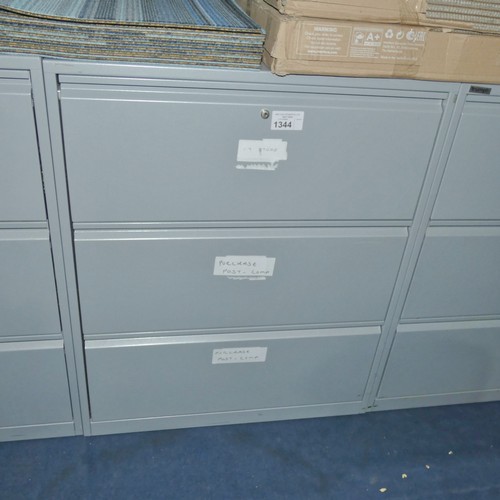 1344 - 1 x Triumph grey metal 3 drawer lateral filing cabinet approx 80 x 47 x 98cm high