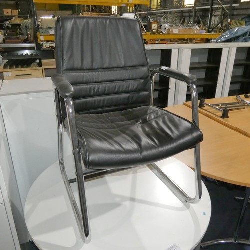 1366 - 1 x black upholstered metal framed office chair