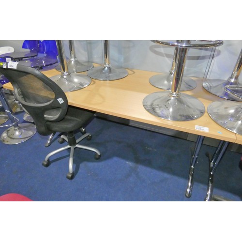 1382 - 1 x rectangular table with folding legs each approx 160 x 80cm (could be used with lot 1369)