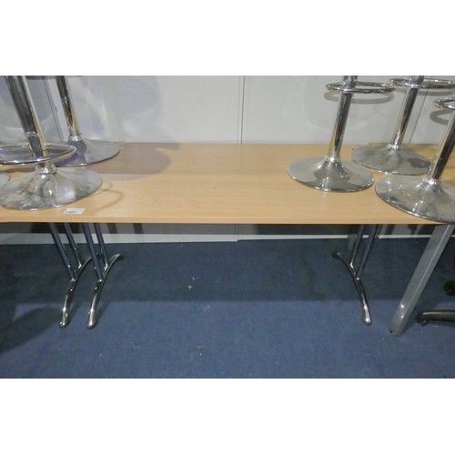 1383 - 1 x rectangular table with folding legs each approx 160 x 80cm (could be used with lot 1369)