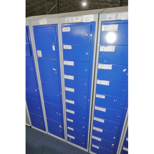 1430 - 1 x blue / grey metal 10 door personnel locker, approx 200cm H (to the rear) x 45 d x 38 cm wide, su... 