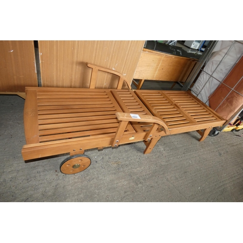 2065 - 1 x Indoba tropical hardwood reclining sun lounger - Please note that no cushion is included