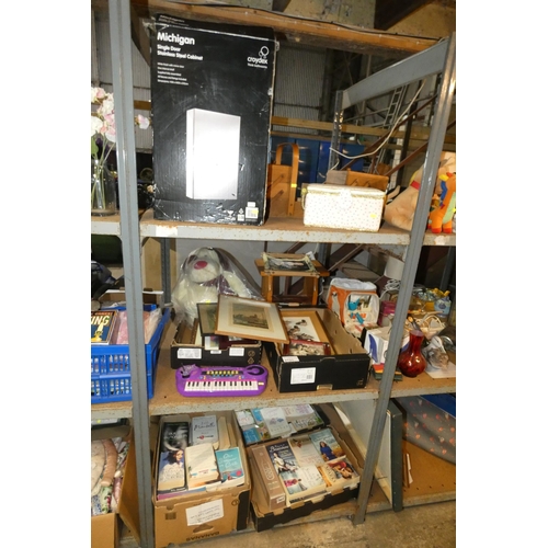 2121 - A quantity of various household items including a Croydex bathroom cabinet, books, framed prints, a ... 