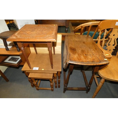 2129 - 1 x oval gate leg drop leaf table , a nest of three tables, 2 x small folding tables and 1 x coffee ... 