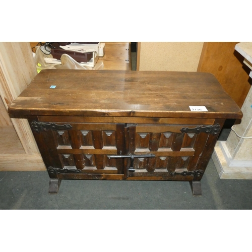 2136 - 1 x dark wood two door cabinet approx 90 x 37 x 50cm high