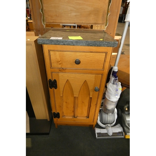 2139 - 1 x Oak cabinet with 1 door, 1 drawer and a granite top approx 44 x 34 x 91cm high