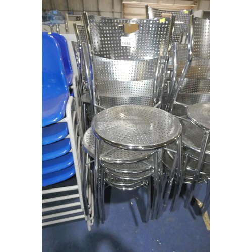 1445 - 6 x stacking metal framed chairs