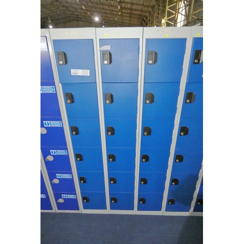 1468 - 3 x blue / grey metal 6 person personnel lockers each approx 30 x 30 x 180cm high. Please note these... 