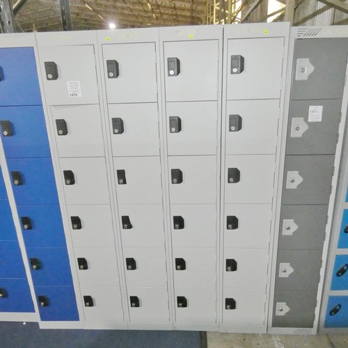 1470 - 4 x grey metal 6 person personnel lockers comprising 3 at approx 30 x 30 x 180cm high and 1 at appro... 