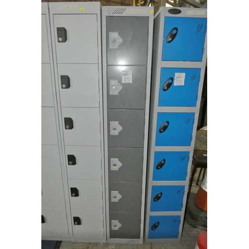 1471 - 1 x grey / dark grey metal 6 person personnel locker approx 30 x 30 x 179cm high. Please note this l... 