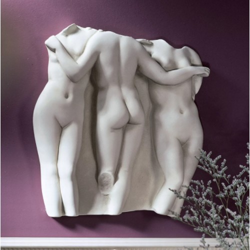 56 - A white resin wall plaque - Small Three Graces