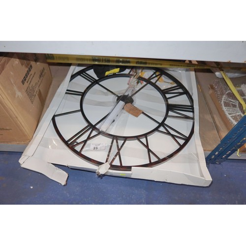 23 - 1 x oversized skeletal wall clock diameter approx 76cm