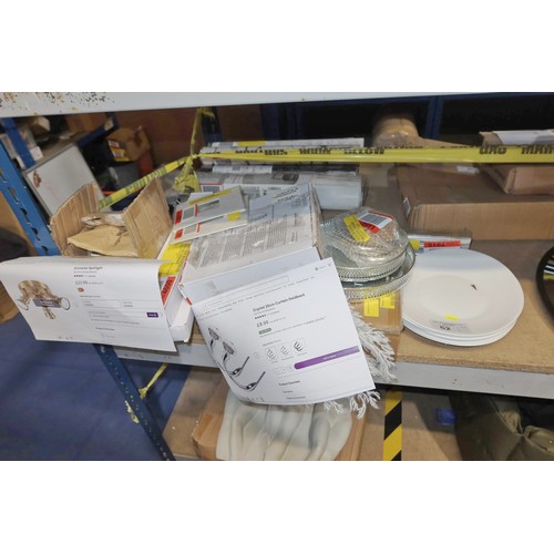 52 - A quantity of various items including an Emmalee spotlight RRP £23, curtain tie backs, plates, 2 x c... 