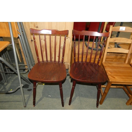 2206 - 2 x dark wood dining chairs