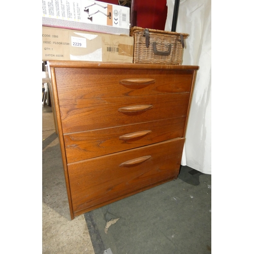 2230 - 1 x dark wood chest of 4 drawers approx 79cm wide