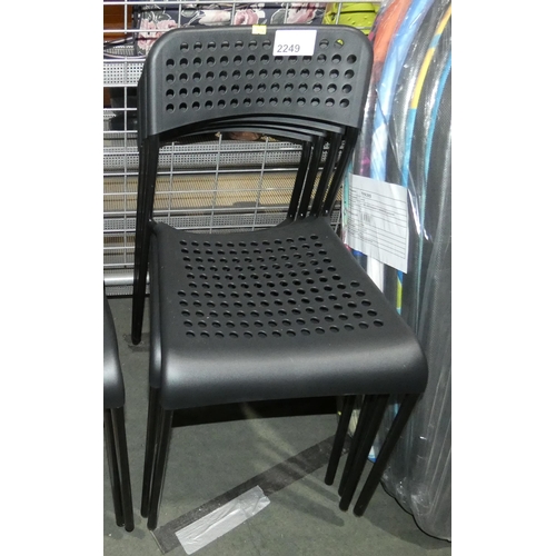 2249 - 4 x black plastic / metal stacking chairs