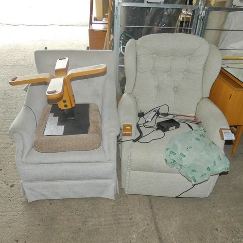 2069 - 1 x Sherborne electric reclining arm chair with mains power supply / wired remote control, 1 x light... 