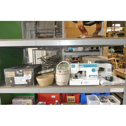 2108 - A quantity of various items including 1 x Singer sewing machine 240v, 1 x Sewland sewing machine 240... 