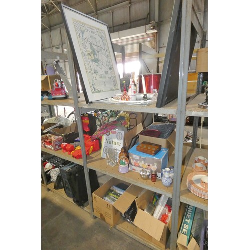 2118 - A quantity of various household items including books, framed prints, a metal Buddha head, dominos, ... 