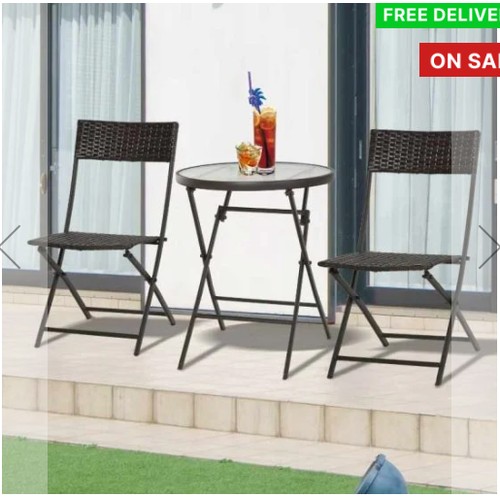 265 - 1 x Outsunny 2 seater synthetic rattan garden bistro set comprising of 2 x chairs and 1 x table RRP ... 