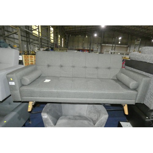 427 - A Yaheetech Versatile grey upholstered click clack type sofa bed. Overall the sofa bed is approx 183... 