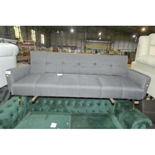 433 - A dark grey upholstered click clack type sofa bed overall approx 193cm wide