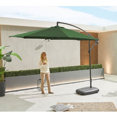 277 - 1 x Barbados 3m x 2m aluminium / green fabric cantilever parasol RRP £99. Please note that no base w... 