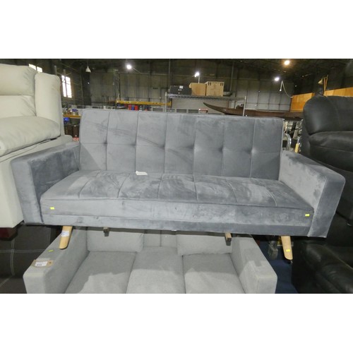 437 - A Yaheetech Versatile plush grey upholstered click clack type sofa bed. Overall the sofa bed is appr... 