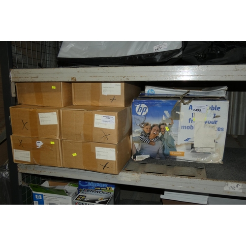 2495 - 12 boxes of office envelopes and 2 office printers boxed - trade