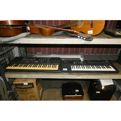 2523 - A Yamaha keyboard type PSR200 & a Casio keyboard type CT390, 1 keyboard stand included, no power ada... 