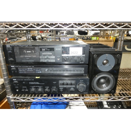 2622 - 3 x audio separates by Yamaha including cassette deck, tuner, amplifier & 2 speakers - trade