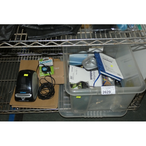 2629 - A quantity of various items including a Dymo printer, phone, office items etc - trade