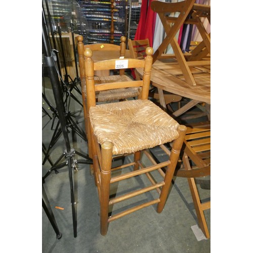 2225 - 2 x Pine stools with rush seats